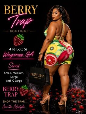 Berry Trap Fruit Print Halter Mini Dress - Yellow & Green